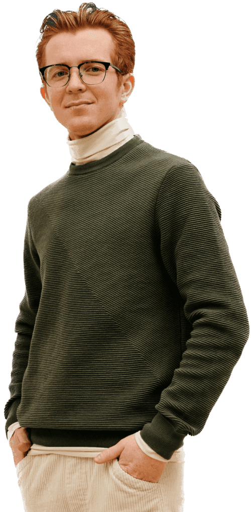 Professional candidate in green sweater